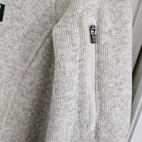 LL Bean Jacket Womens Medium Petite Oatmeal Full Zip Sweater Fleece Outdoor - Picture 4 of 9